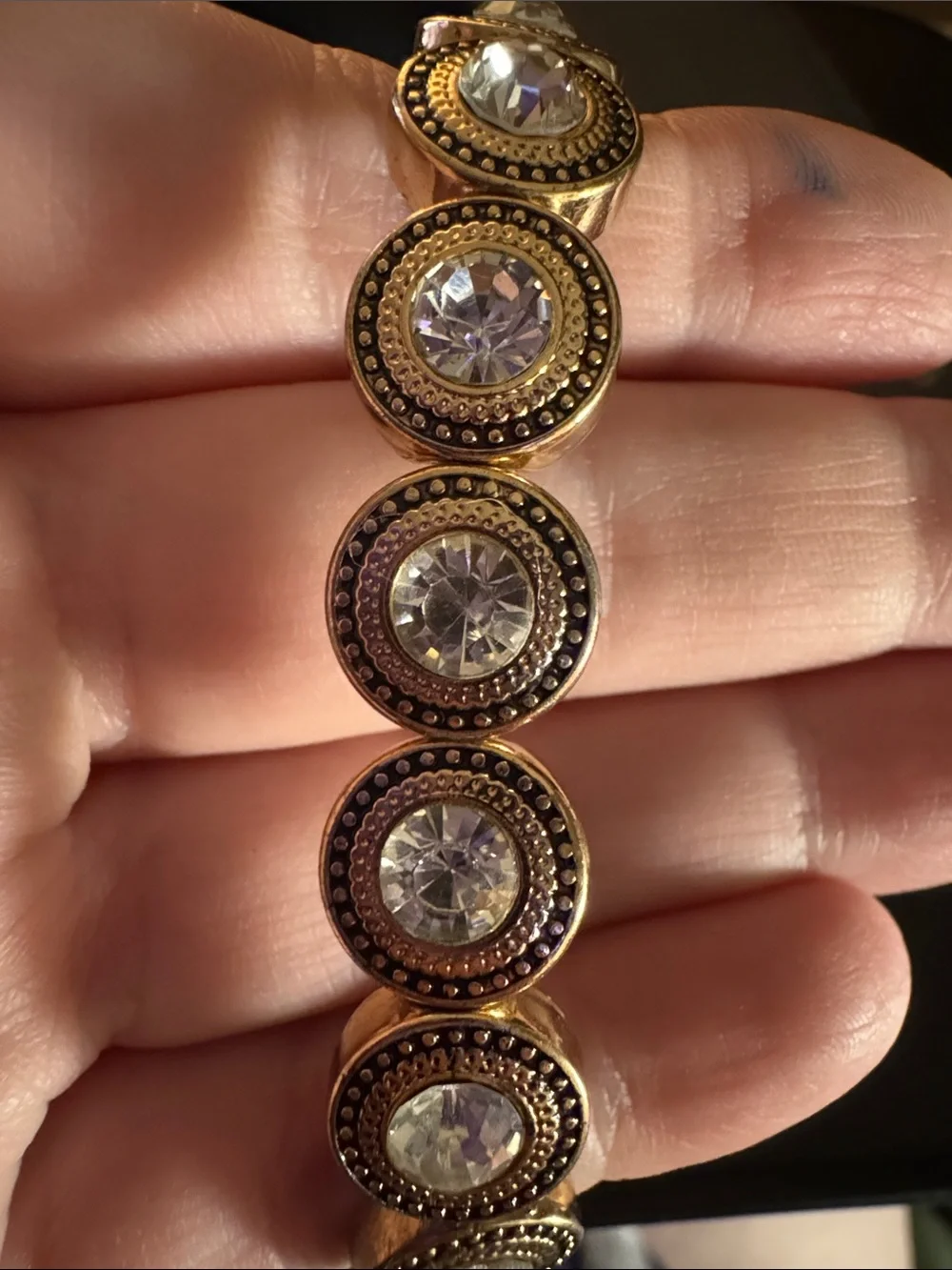 Gold Crystal Stretch Bracelet for Women - Sparkling Accent